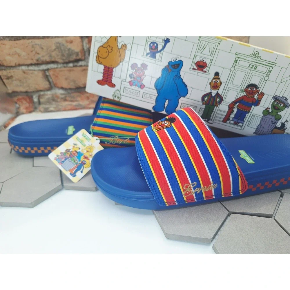 Vans x Sesame Street La Costa Slide Bert & Ernie Blue Stripes Sandals Men's 12
